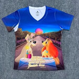 Lady and The Tramp Disney Parks  See You At The Finish Line Women's T-Shirt Sz L